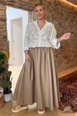 Made in Italy Runa Leather Look Skirt Clay